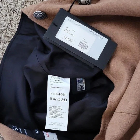 NWT Hydrogen Alberto Biani Skirt Wrap Mini Wool Blend Size 44/Large SkullS - Picture 3 of 5